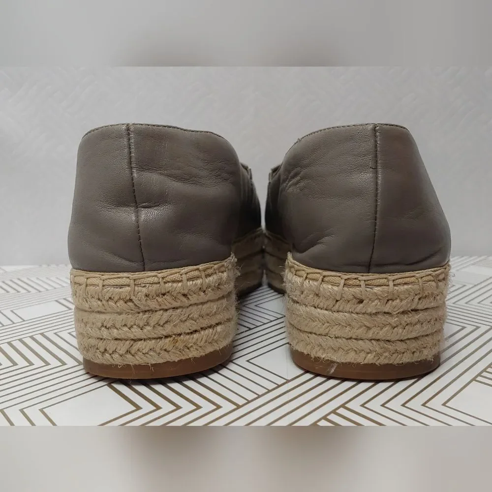 Caslon Gray Tige En Cuir Leather Upper Slip On Platform Espadrille Sz 10